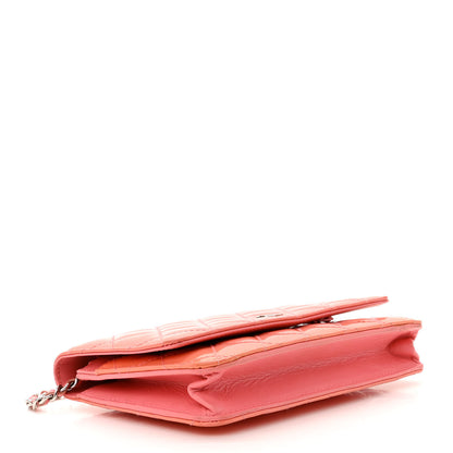 Chanel Patent Quilted Wallet On Chain WOC Coral 4 of 17