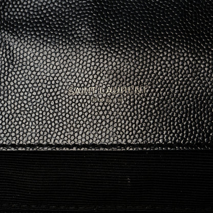 Saint Laurent Grain De Poudre Textured Mixed Matelasse Large Triquilt Monogram Monochrome Satchel Black 6 of 12