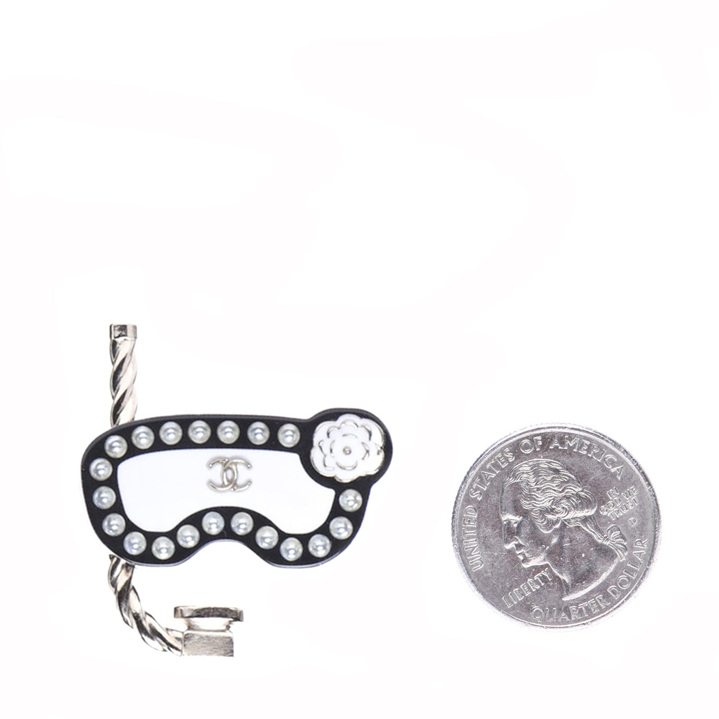 Resin Pearl Snorkeling CC Brooch Black White Gold