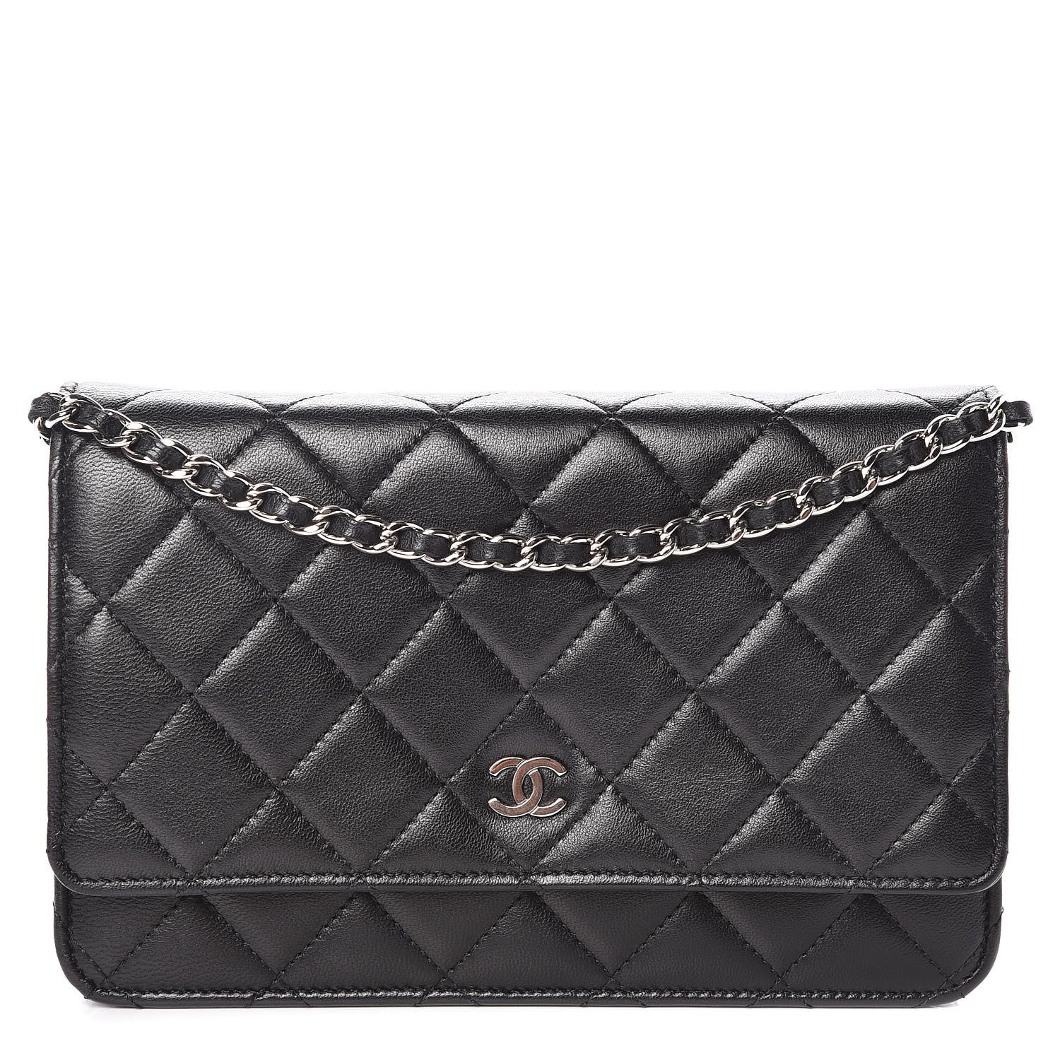 Chanel Lambskin Quilted Wallet On Chain WOC Black 1 of 12