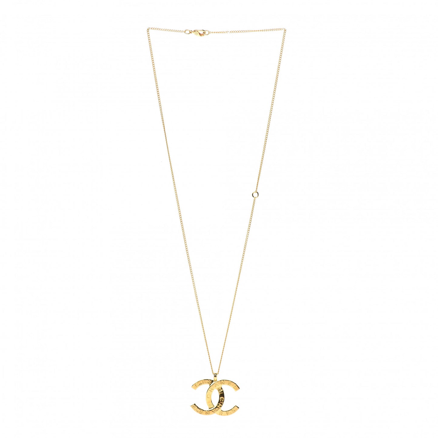 Metal CC Paris Button Necklace Gold