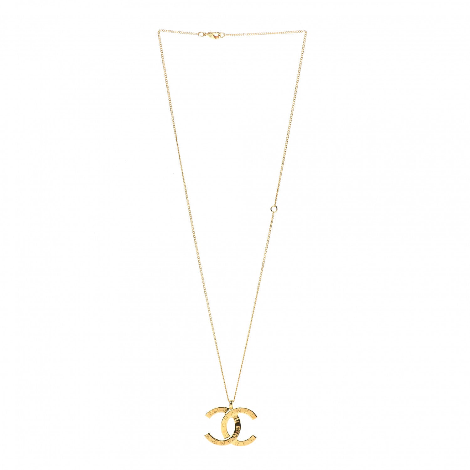 Chanel Metal CC Paris Button Necklace Gold 3 of 6