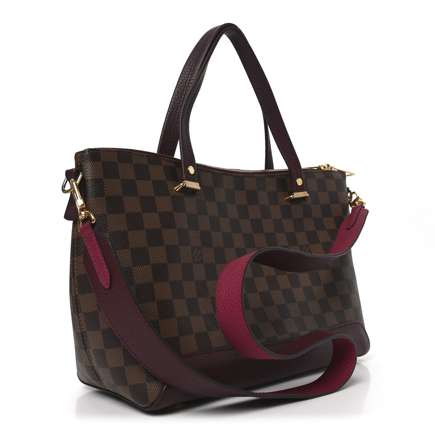 Louis Vuitton Damier Ebene Cuir Taurillon Hyde Park Fuchsia 3 of 9