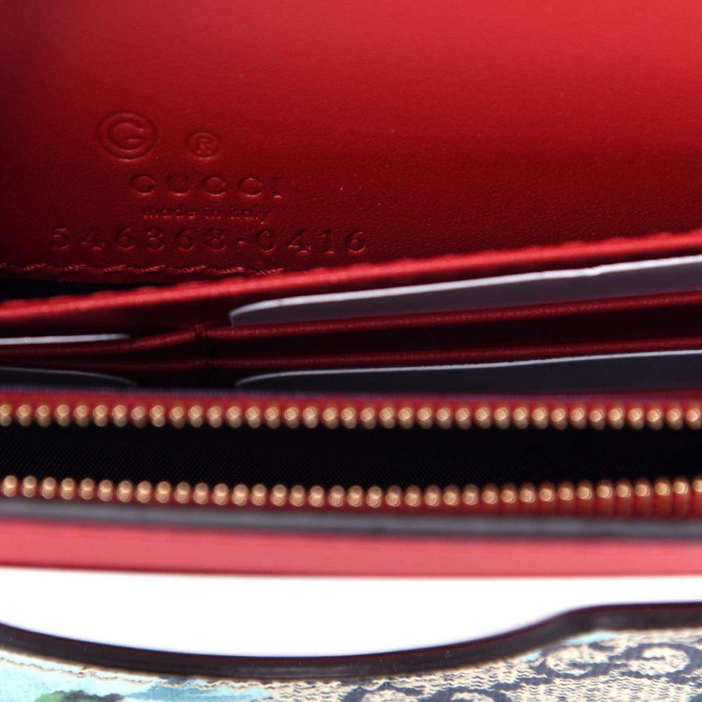 GG Supreme Monogram Blooms Chain Wallet Blue