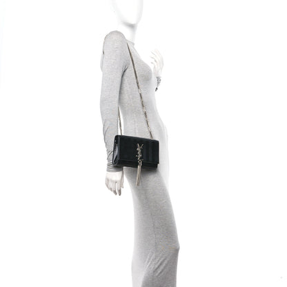 Saint Laurent Patent Textured Striped Small Classic Monogram Kate Tassel Satchel Black 2 of 10