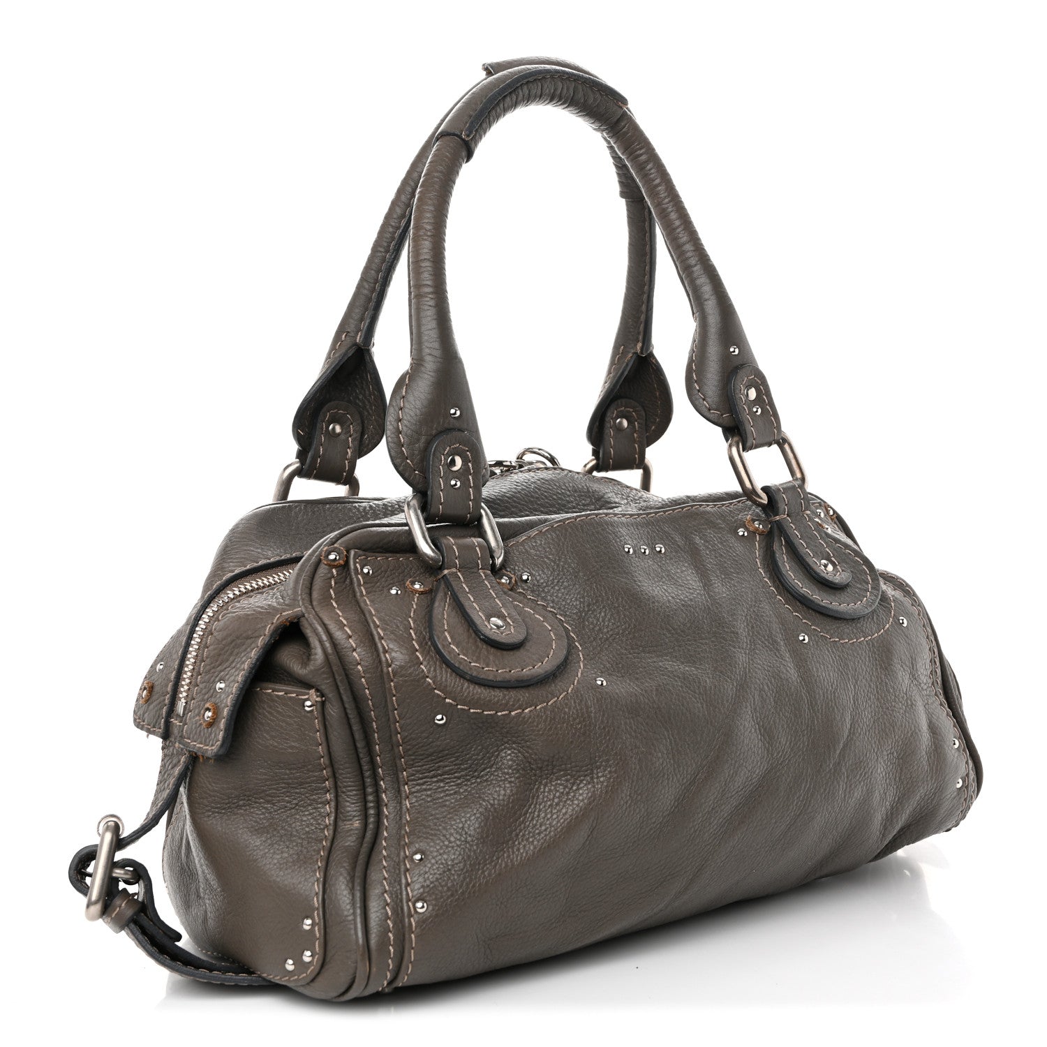 Chloe Calfskin Medium Paddington Satchel Gris Vert 1893526