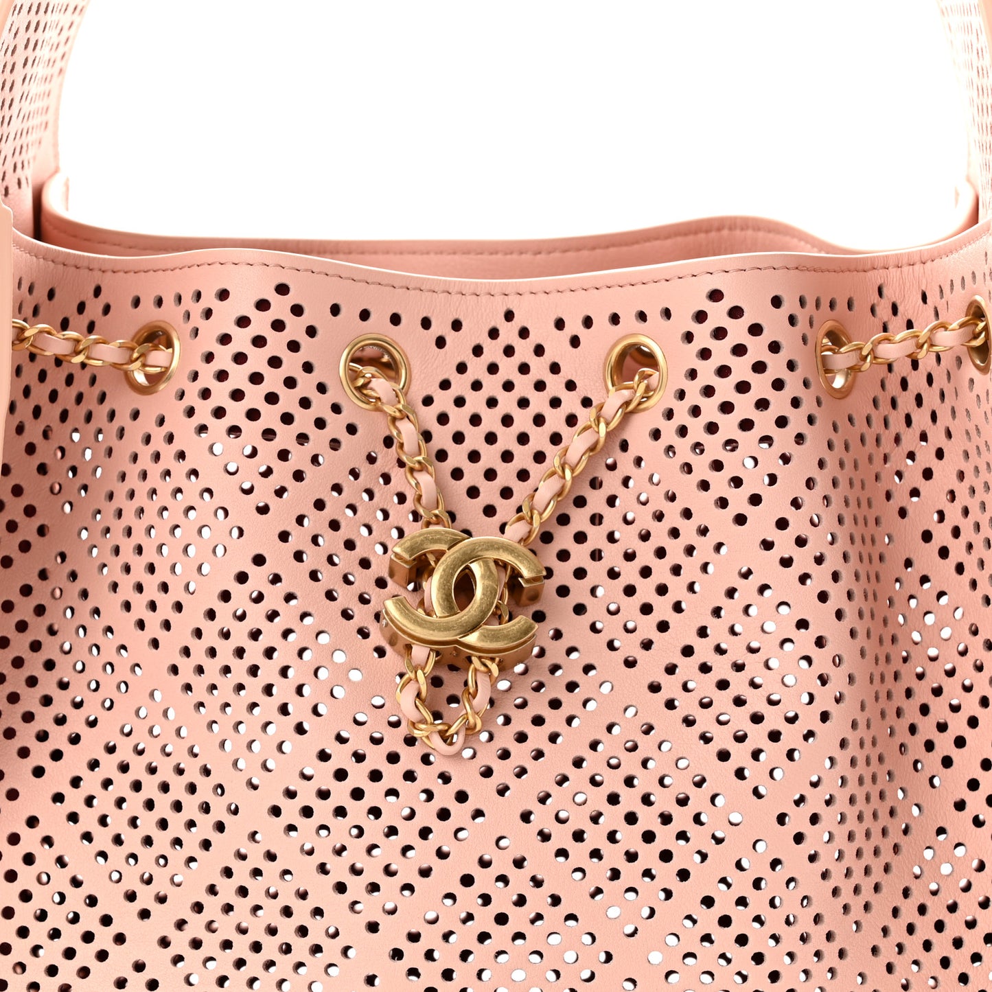 Perforated Calfskin Small Chanel 25 Handbag Light Pink