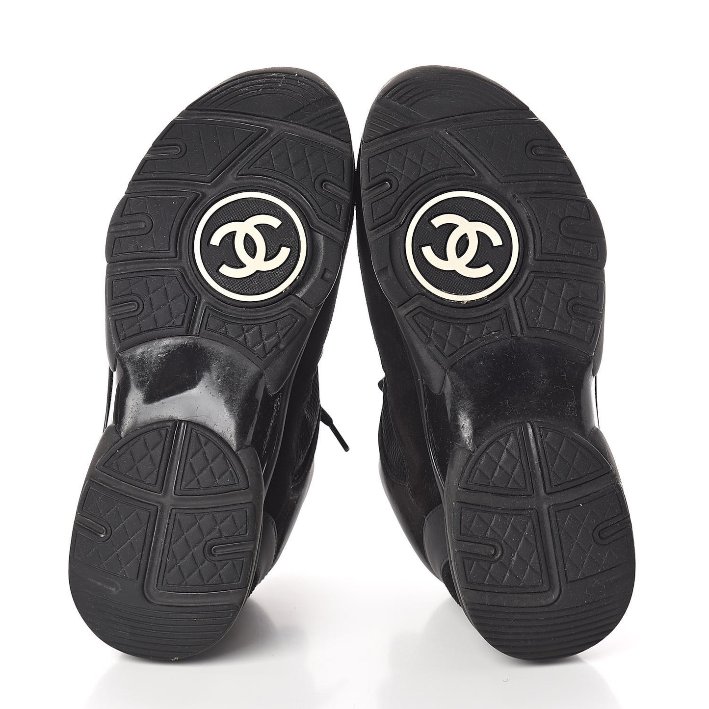 Suede Calfskin Fabric Sneakers 38 Black