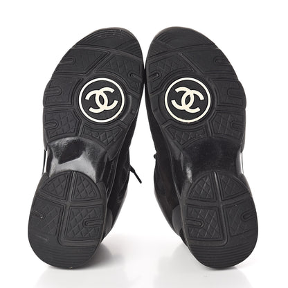 Chanel Suede Calfskin Fabric Sneakers 38 Black 6 of 6