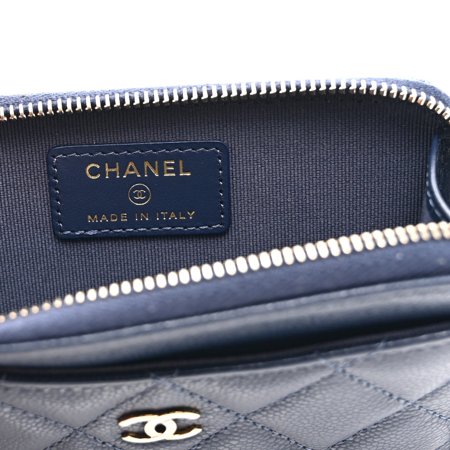 Chanel Caviar Quilted CC Zip Around Card Holder Navy 6 of 10