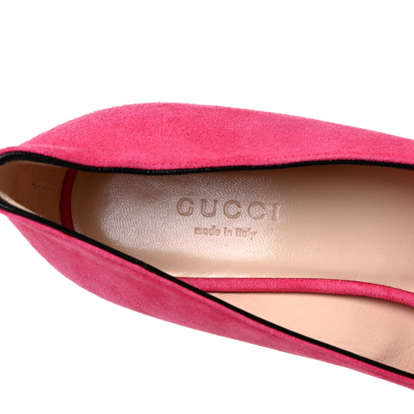 Kid Scamosciato GG Marmont Fringe 50mm Loafer Pumps 36 Hot Pink