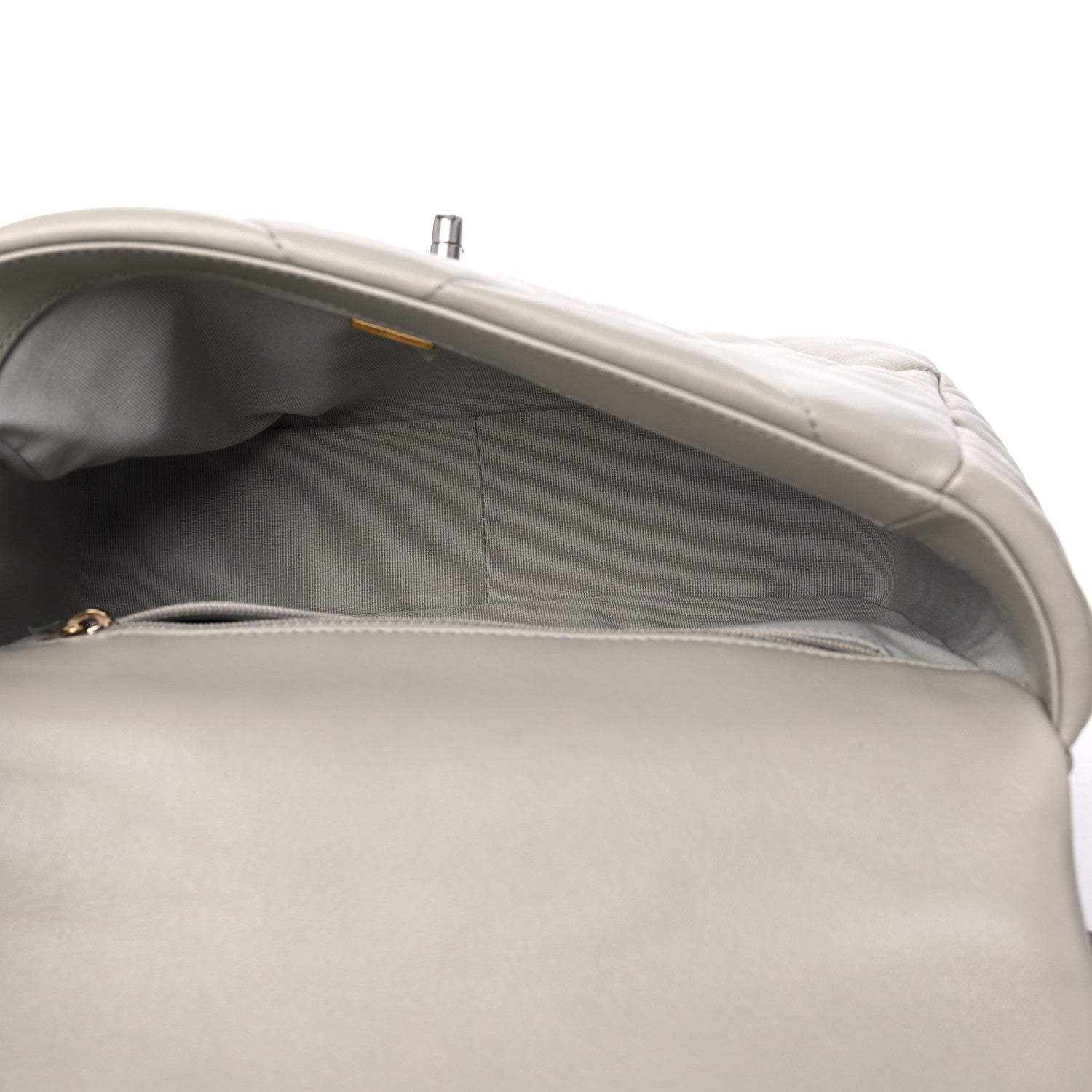 Chanel Lambskin Quilted Medium Chanel 19 Flap Light Grey 5 of 10