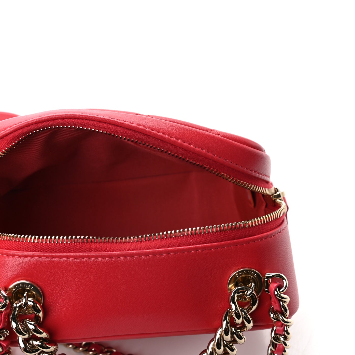 Lambskin Quilted Studded Beauty Begins Bag Fuchsia