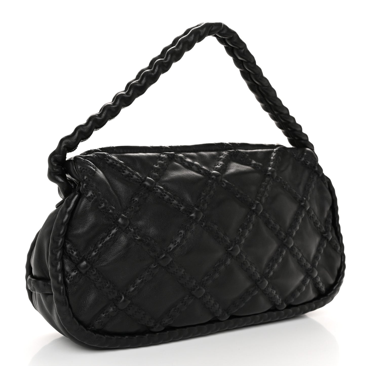 Lambskin Quilted Small Hidden Chain Shoulder Bag Black