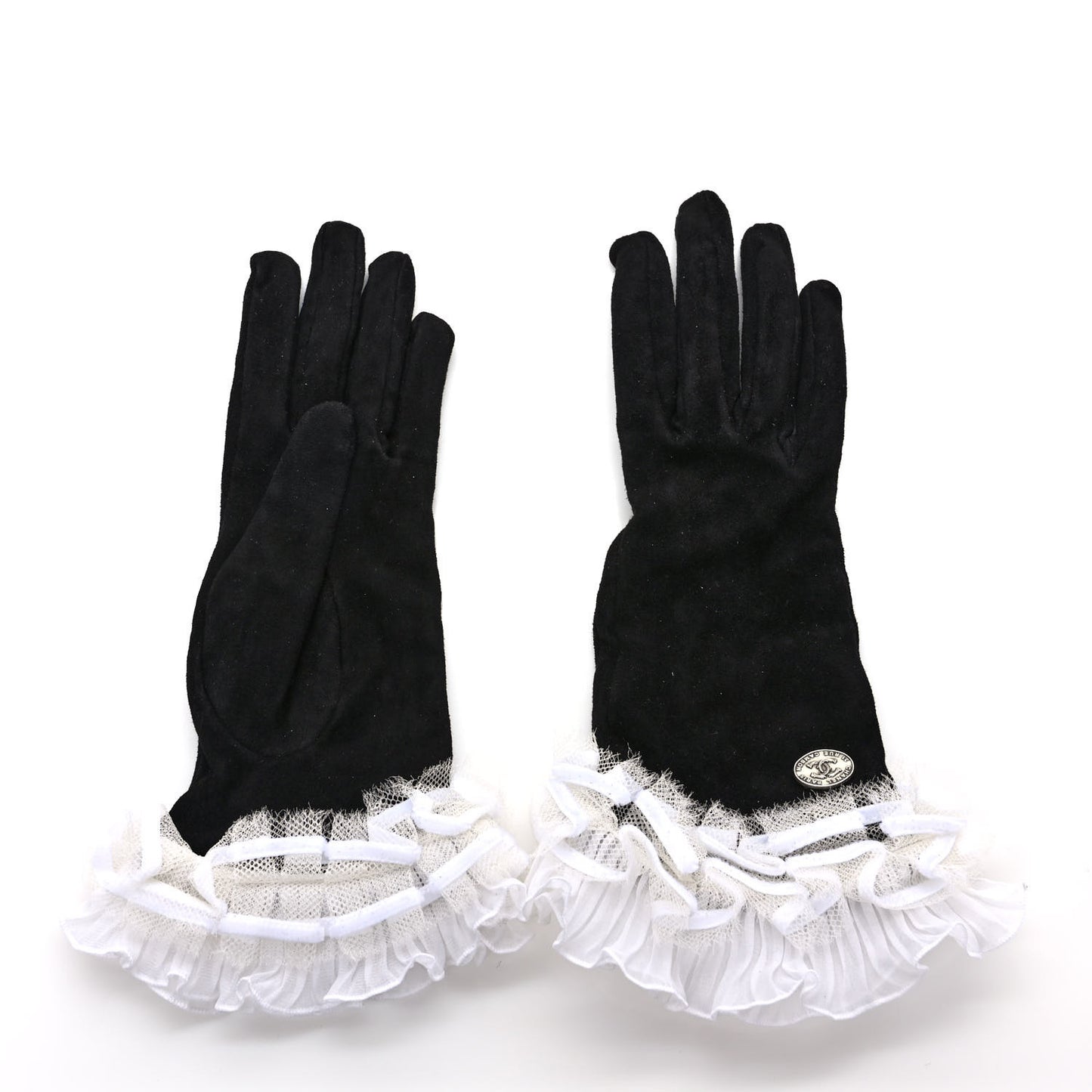 Suede Lace CC Gloves 8 Black White