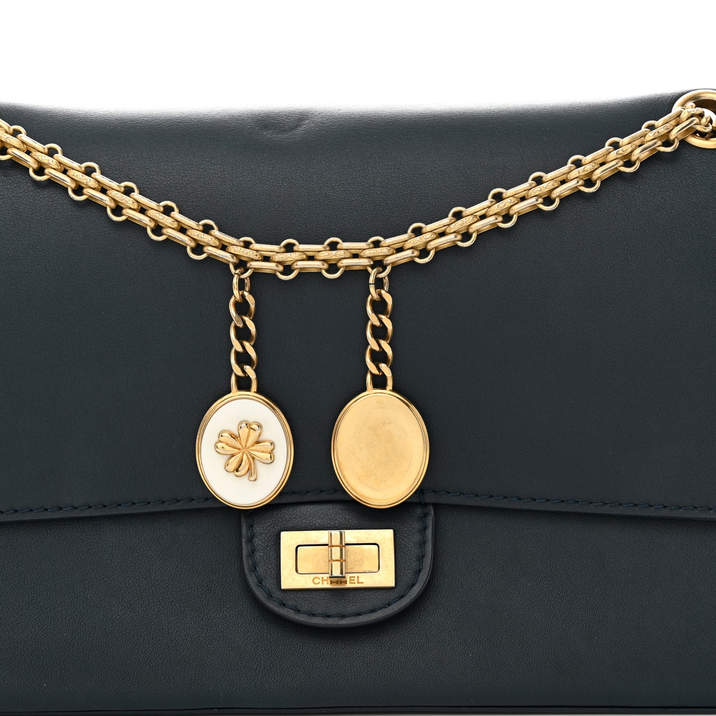 Calfskin Nude 2.55 Medals Reissue 226 Flap Navy