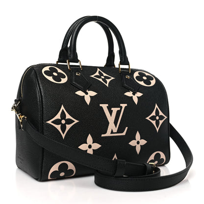Louis Vuitton Empreinte Monogram Giant Speedy Bandouliere 25 Black Beige 3 of 9