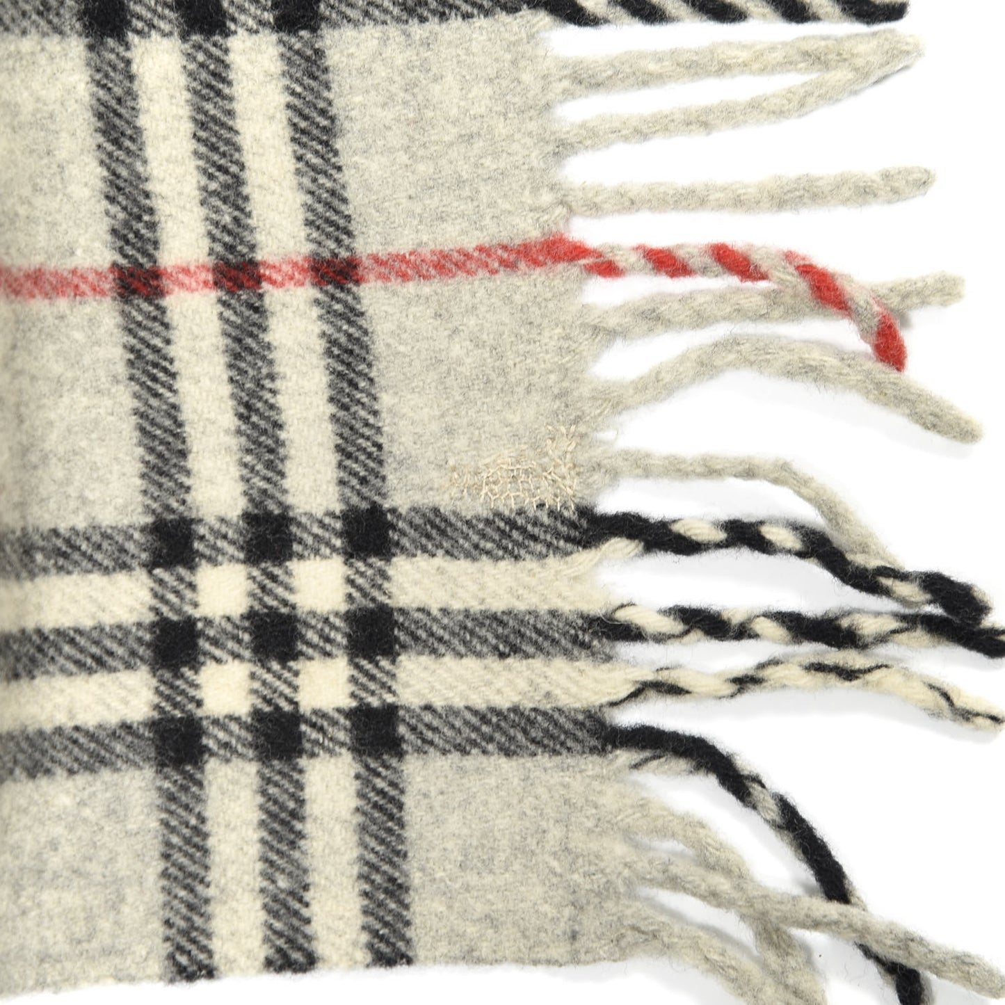 Lambswool House Check Fringe Scarf Grey