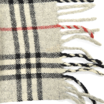 Burberry Lambswool House Check Fringe Scarf Grey 5 of 7