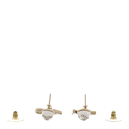 Chanel Crystal Pearl Cha-Nel Logo Earrings Gold 3 of 5