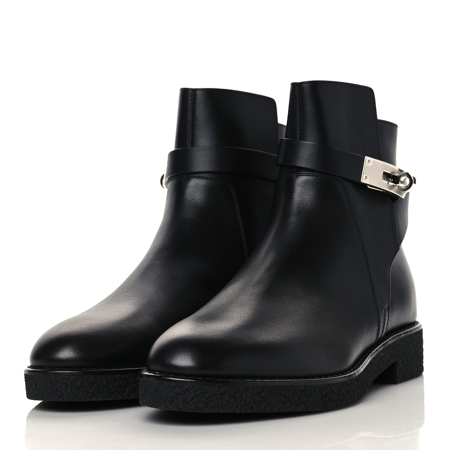 Hermes Calfskin Follow Ankle Boots 37.5 Black 3 of 9