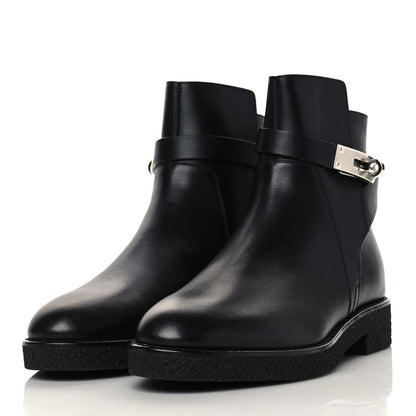 Hermes Calfskin Follow Ankle Boots 37.5 Black 3 of 9