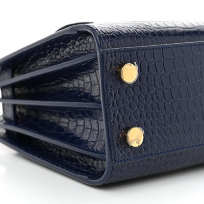 Saint Laurent Calfskin Crocodile Embossed Nano Sac De Jour Saphir 9 of 12