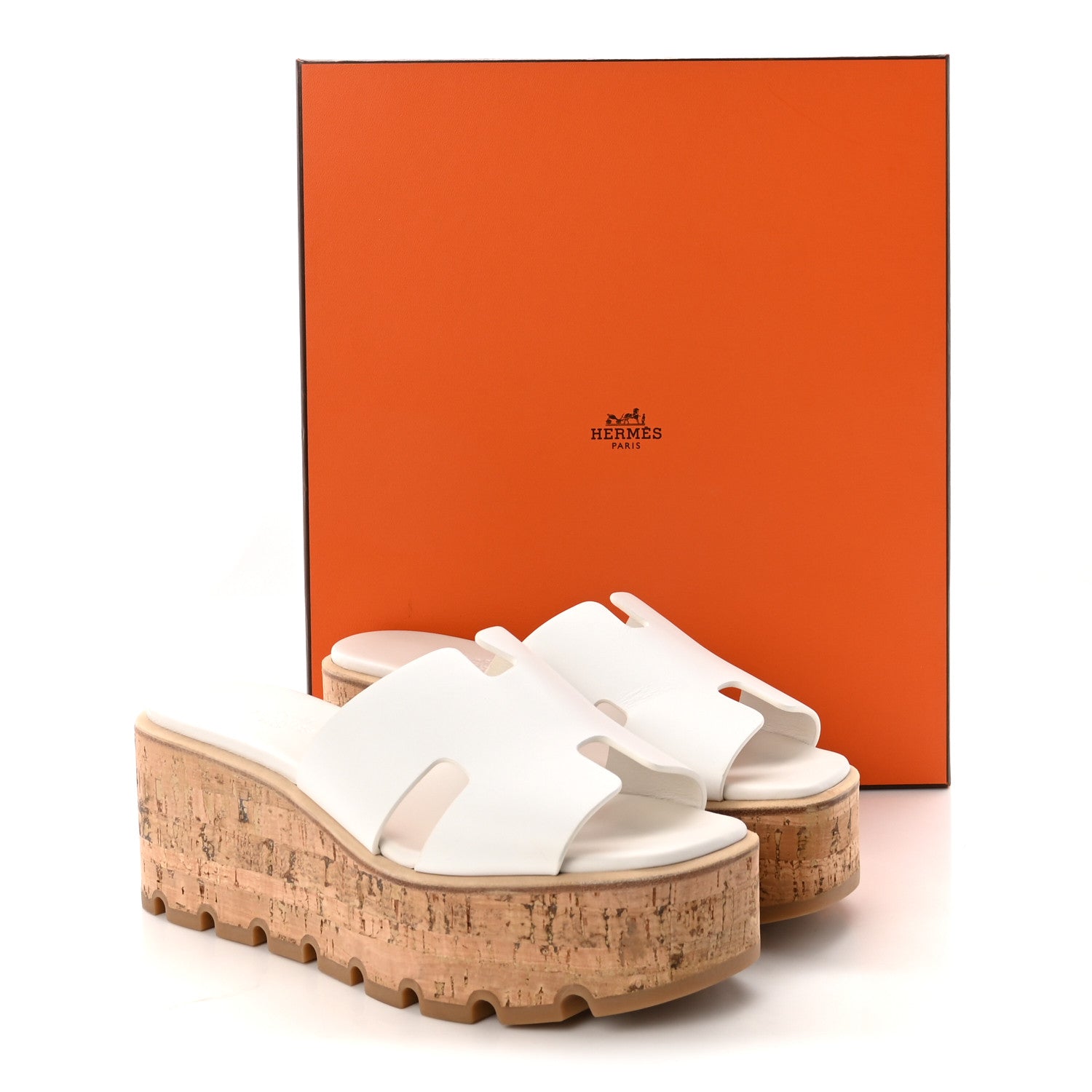 Hermes Calfskin Cork Eze 30 Sandals 37 White 10 of 10