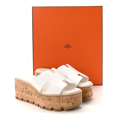 Hermes Calfskin Cork Eze 30 Sandals 37 White 10 of 10