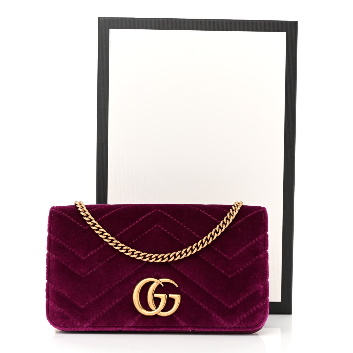 Gucci Velvet Matelasse GG Marmont Mini Bag Fuchsia Violet Cyclamen 11 of 11
