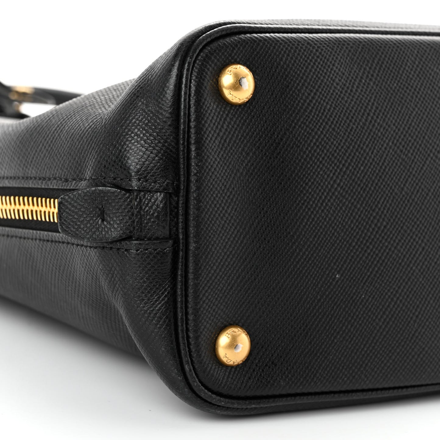 Saffiano Metal Zip Tote Black