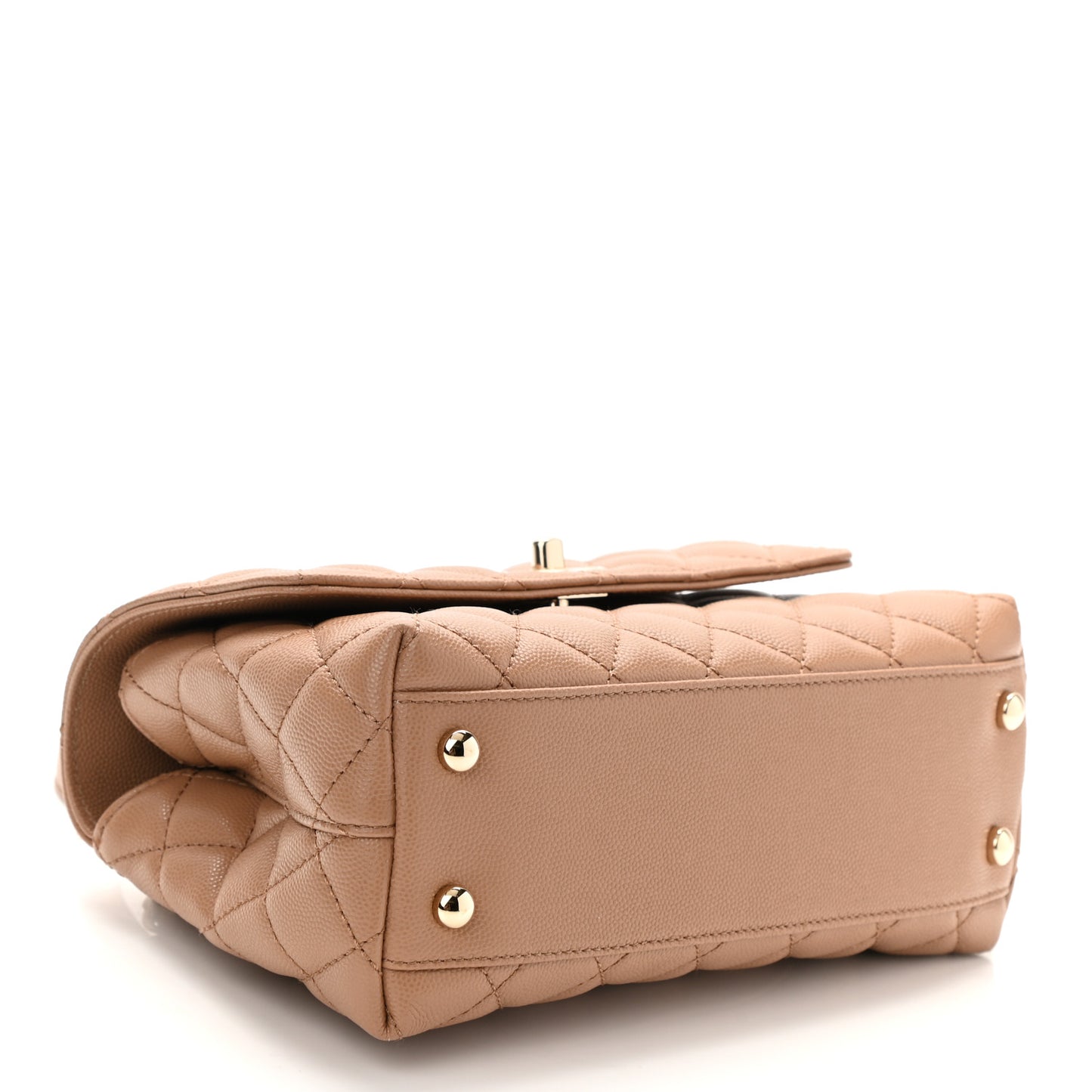 Caviar Quilted Mini Coco Handle Flap Beige