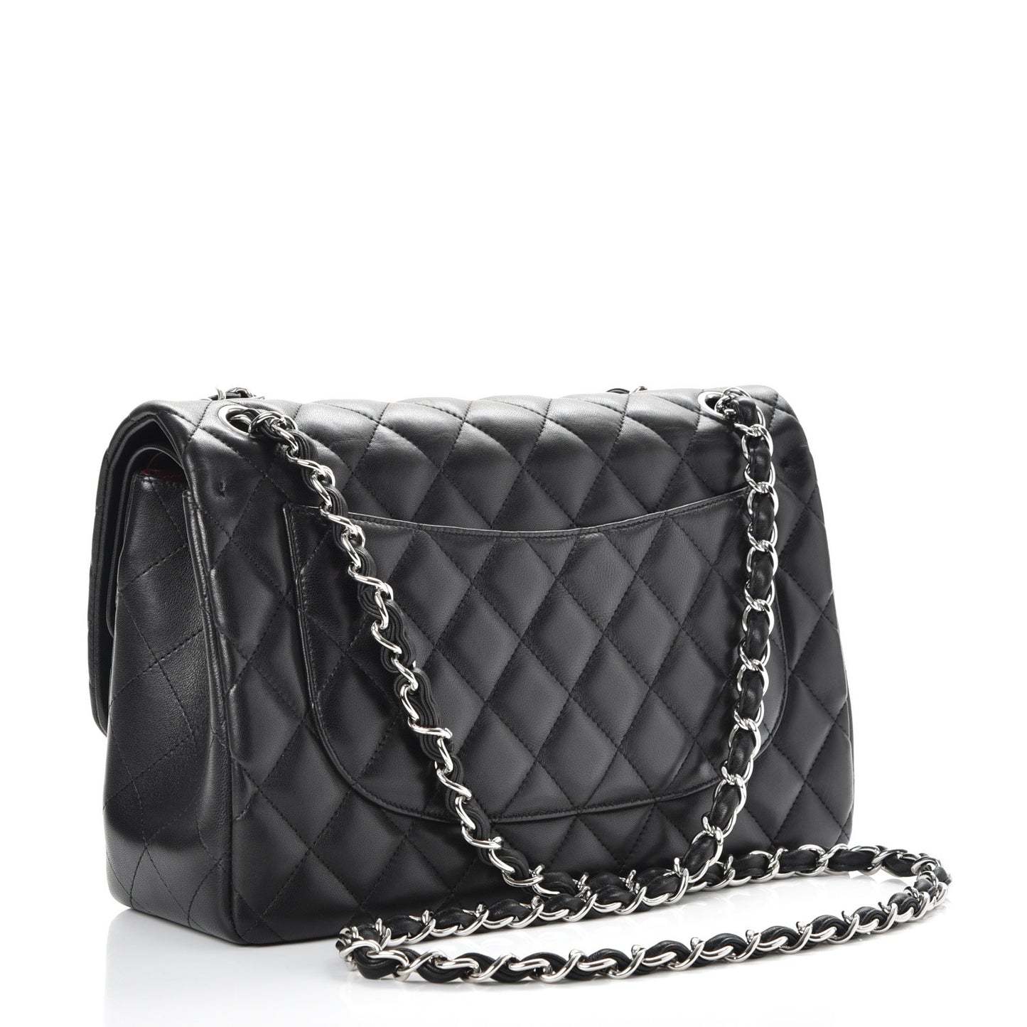 Lambskin Quilted Jumbo Double Flap Black