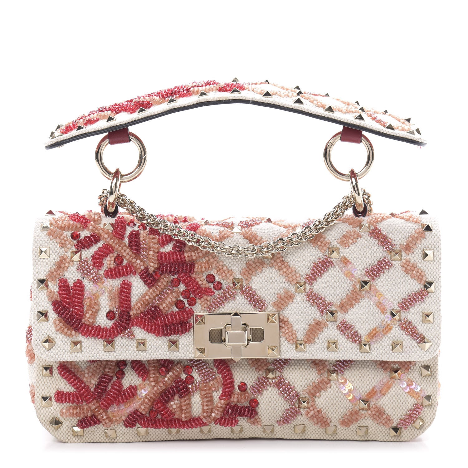 Valentino Garavani Canvas Beaded Small Rockstud Spike Shoulder Bag Multicolor 1 of 11