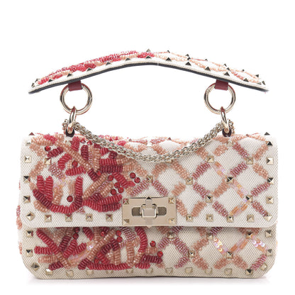 Valentino Garavani Canvas Beaded Small Rockstud Spike Shoulder Bag Multicolor 1 of 11