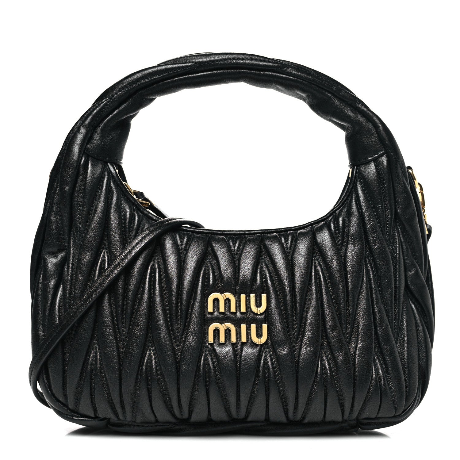 Miu Miu Nappa Matelasse Small Wander Hobo Black 1 of 10