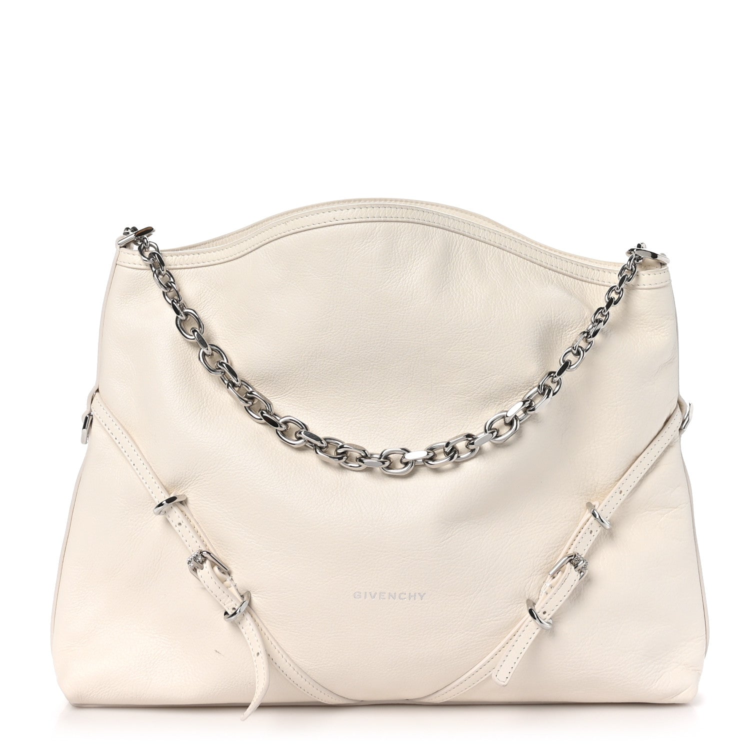 Givenchy Tumbled Calfskin Medium Voyou Bag Ivory 1 of 10