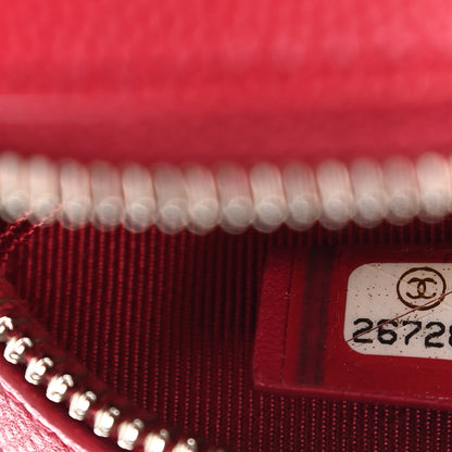 Chanel Caviar Quilted Phone Holder Wallet On Chain WOC Red 7 of 11