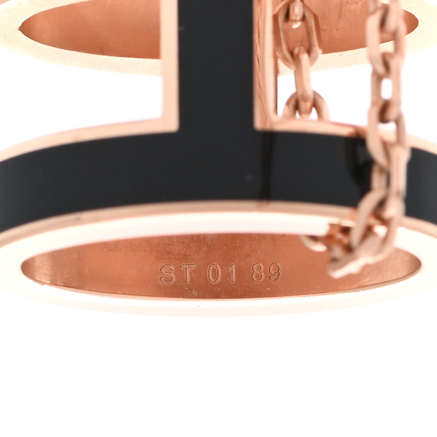 Lacquered Rose Gold Pop H Pendant Necklace Black