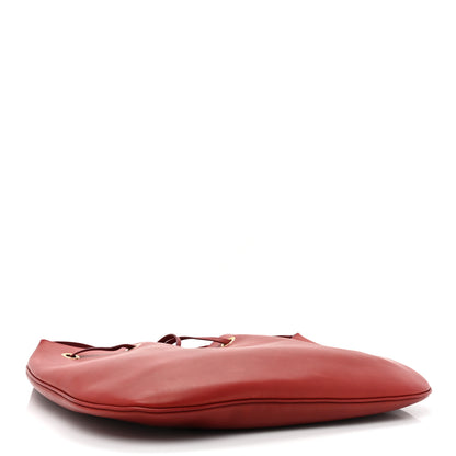 Saint Laurent Smooth Calfskin Paris VII Large Flat Hobo Red 5 of 15