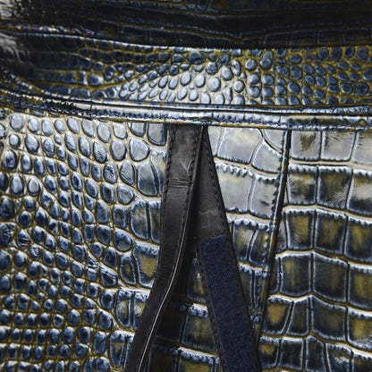 Christian Dior Patent Crocodile Embossed Calfskin Saddle Bag Blue 11 of 11