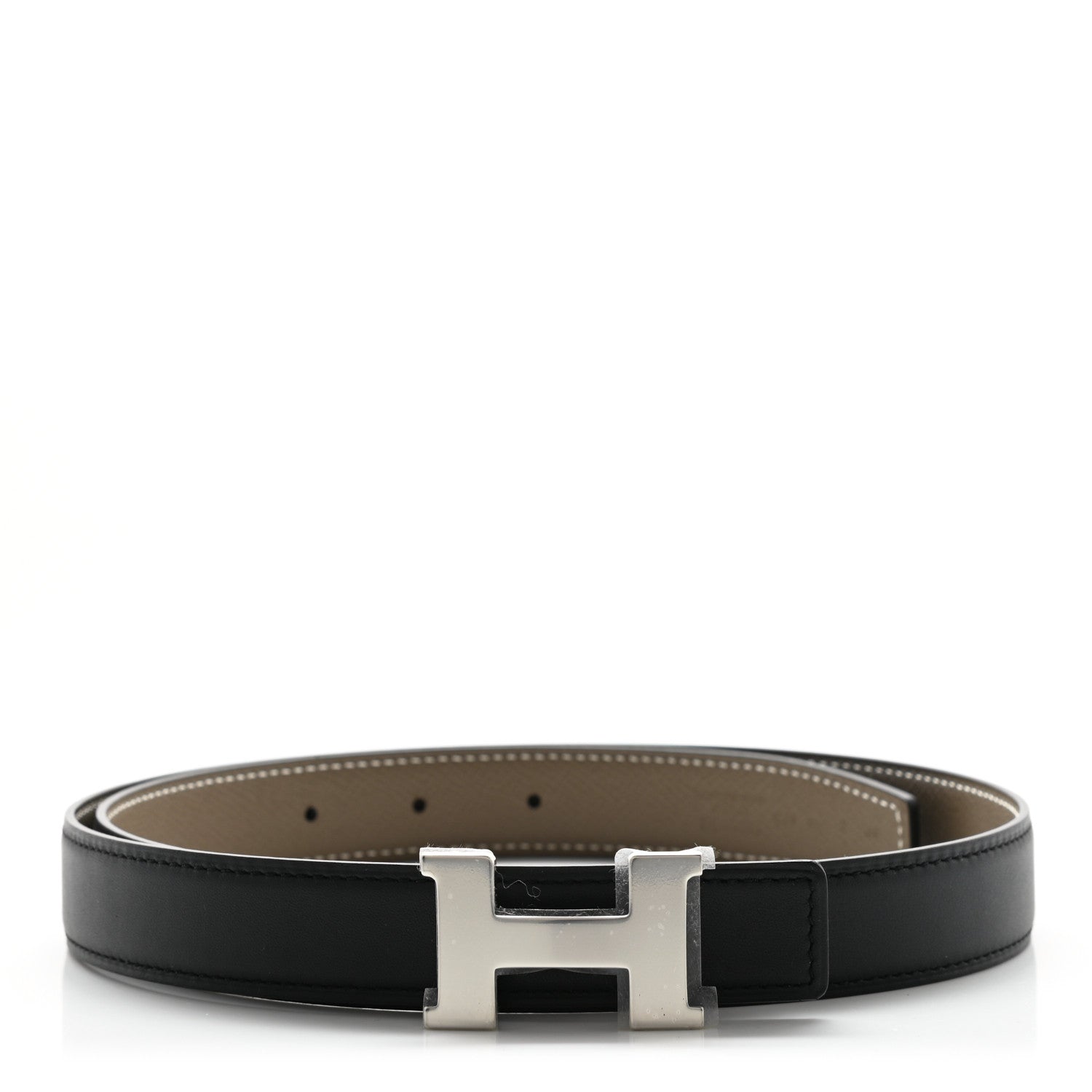 Hermes Swift Epsom 24mm Mini Constance H Belt 80 Black Etoupe 1 of 6