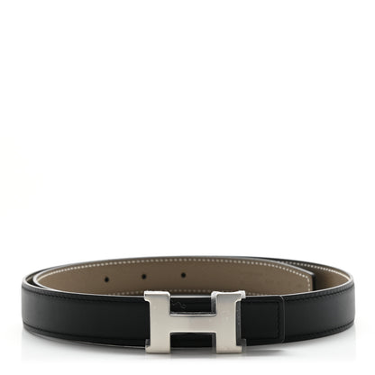 Hermes Swift Epsom 24mm Mini Constance H Belt 80 Black Etoupe 1 of 6