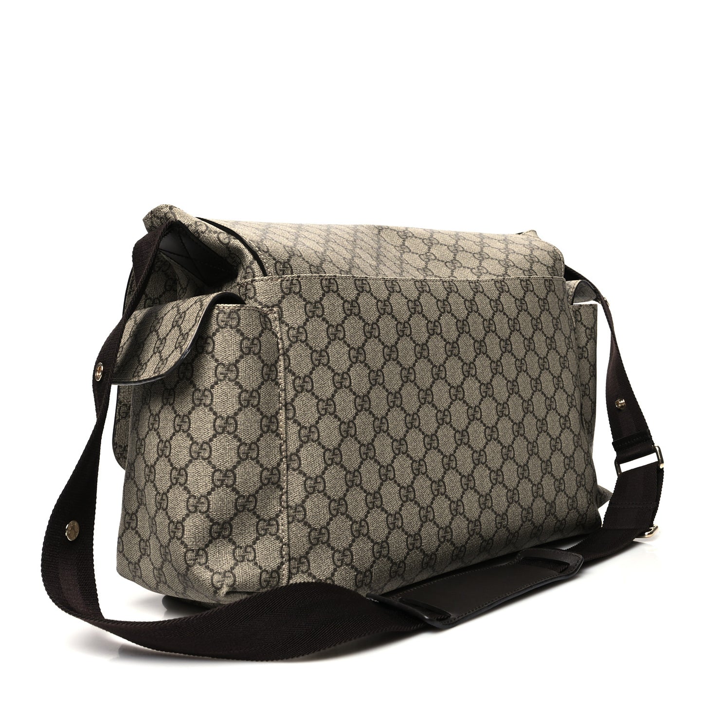 GG Plus Monogram Messenger Diaper Bag Dark Brown
