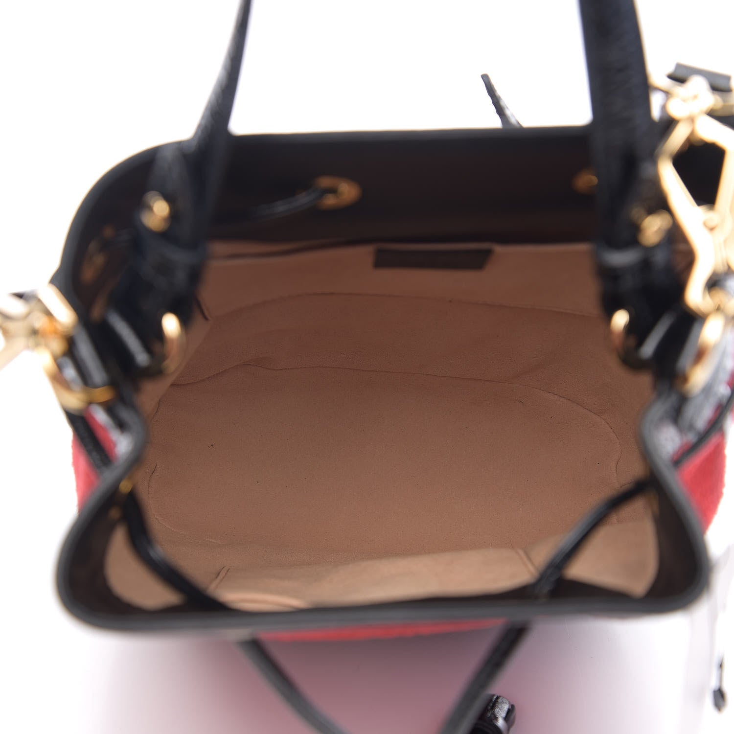 Gucci Suede Patent Web Small Ophidia Bucket Bag Hibiscus Red Black 4 of 9