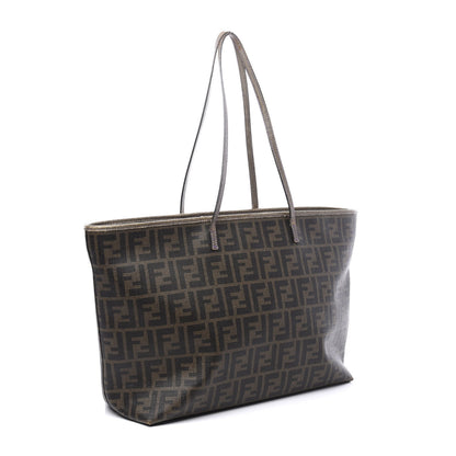 Fendi Zucca Spalmati Vitello Elite Medium Roll Tote Tobacco Viola 2 of 13