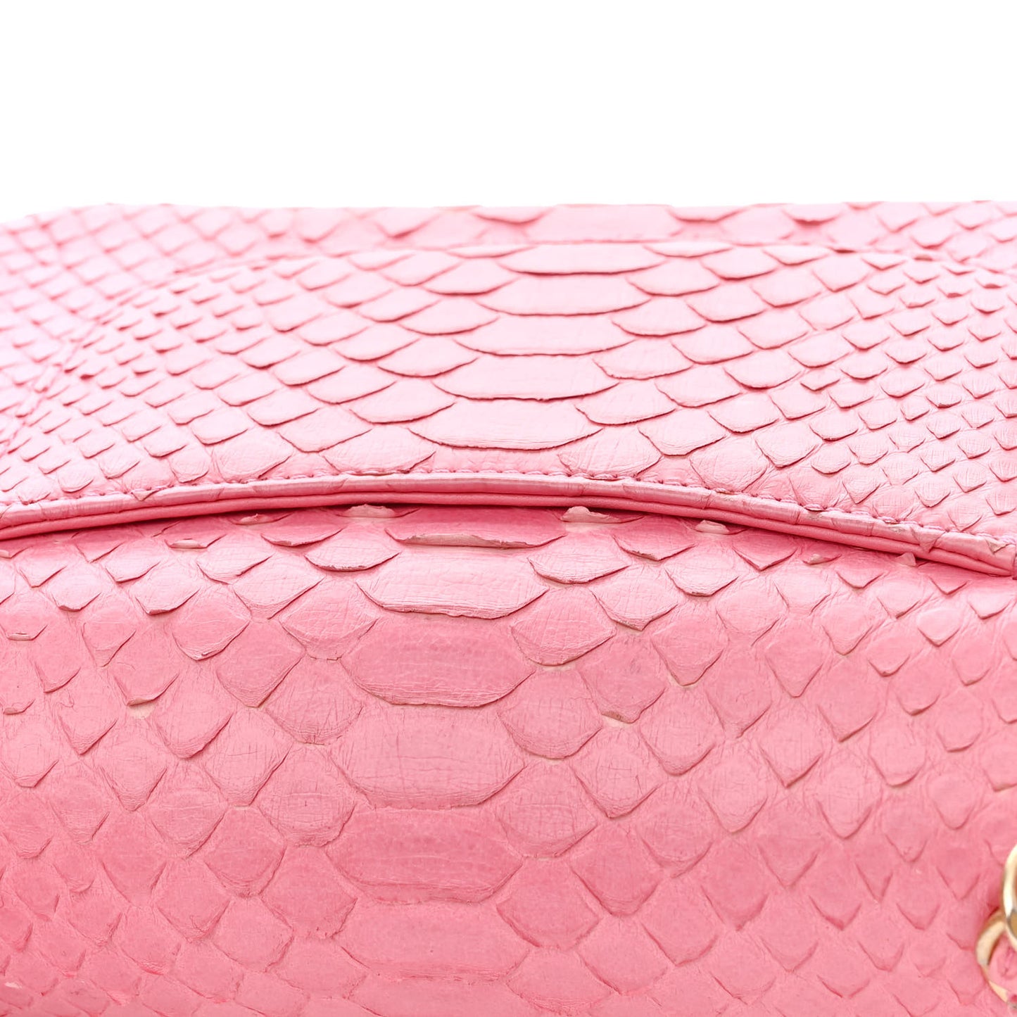 Snakeskin Mini Rectangular Flap Pink