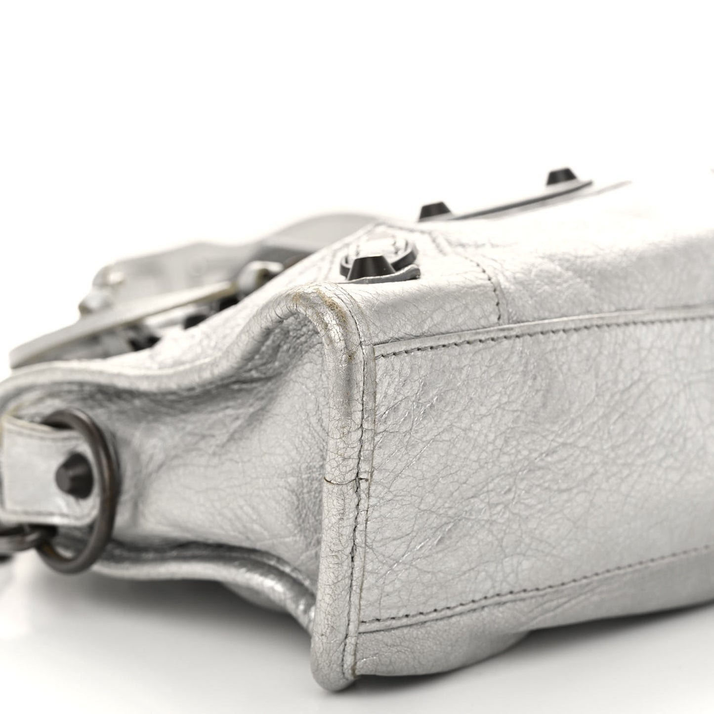 Metallic Agneau Classic Hardware Mini City Gris Aluminum