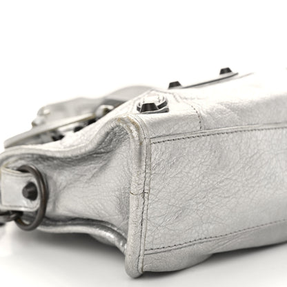 Balenciaga Metallic Agneau Classic Hardware Mini City Gris Aluminum 8 of 10