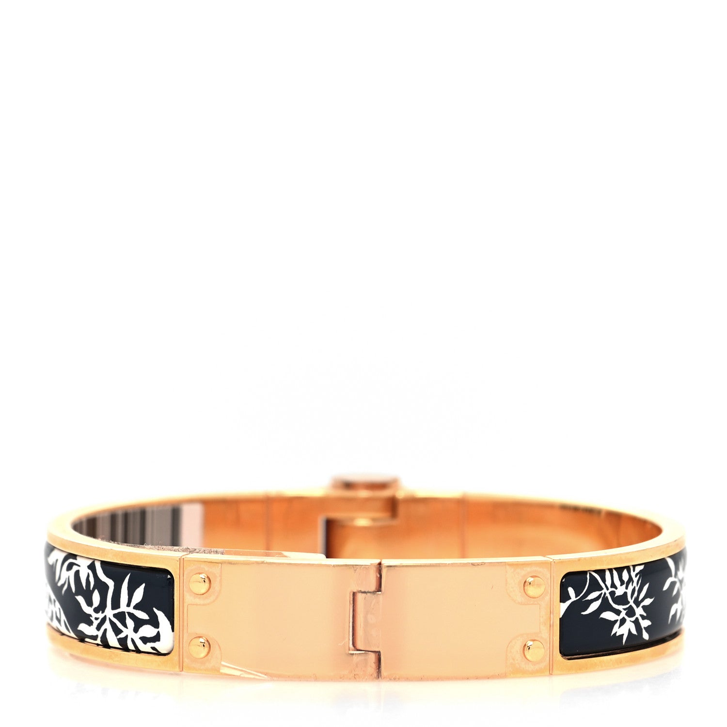 Hermes Enamel Printed Charniere Tendresse Feline Tattoo Hinged Bracelet M Positif Negatif 3 of 5